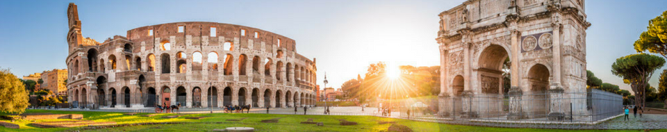Panoramic view of the Colosseum and Arch of Constantine in Rome